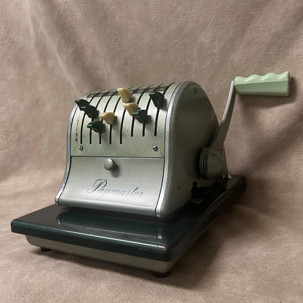Vintage Paymaster Series X-2000 Check Writer Stamping Machine Mint Green - Picture 5 of 7